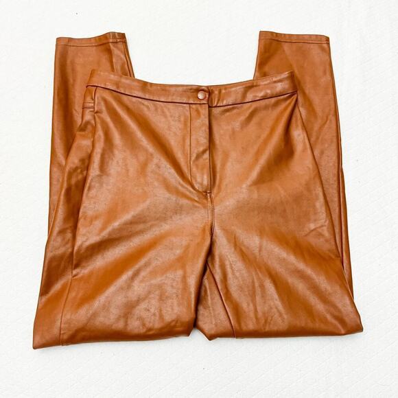 Wilfred Free Aritzia Faux Leather Brown Skinny Jeans Size 4 - Picture 4 of 7